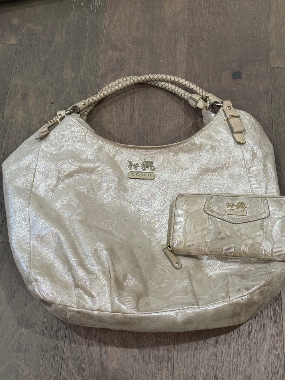COACH Shimmer Tote Bag with Matching Wallet!